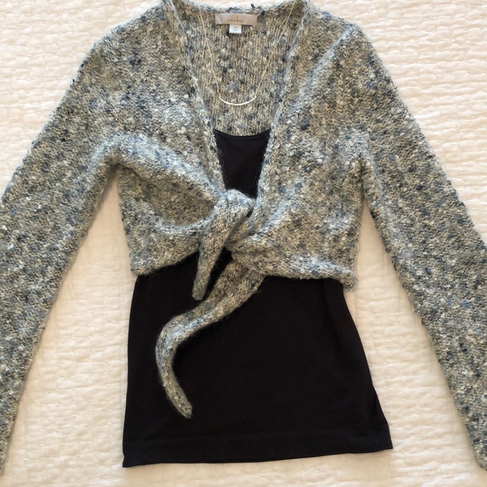 Crop Front Tie XS Caslon multi tone sweater